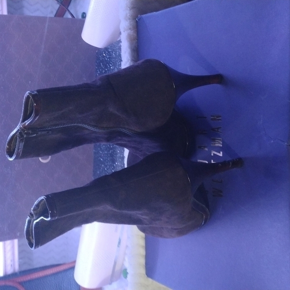 Stuart Weitzman Lithe Cola Suede Ankle Boots Size 38.5 - Picture 5 of 10